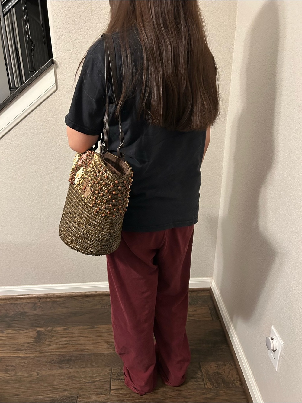 Source Unknown Brown Straw Tote with Floral Accents - Picture 12 of 12
